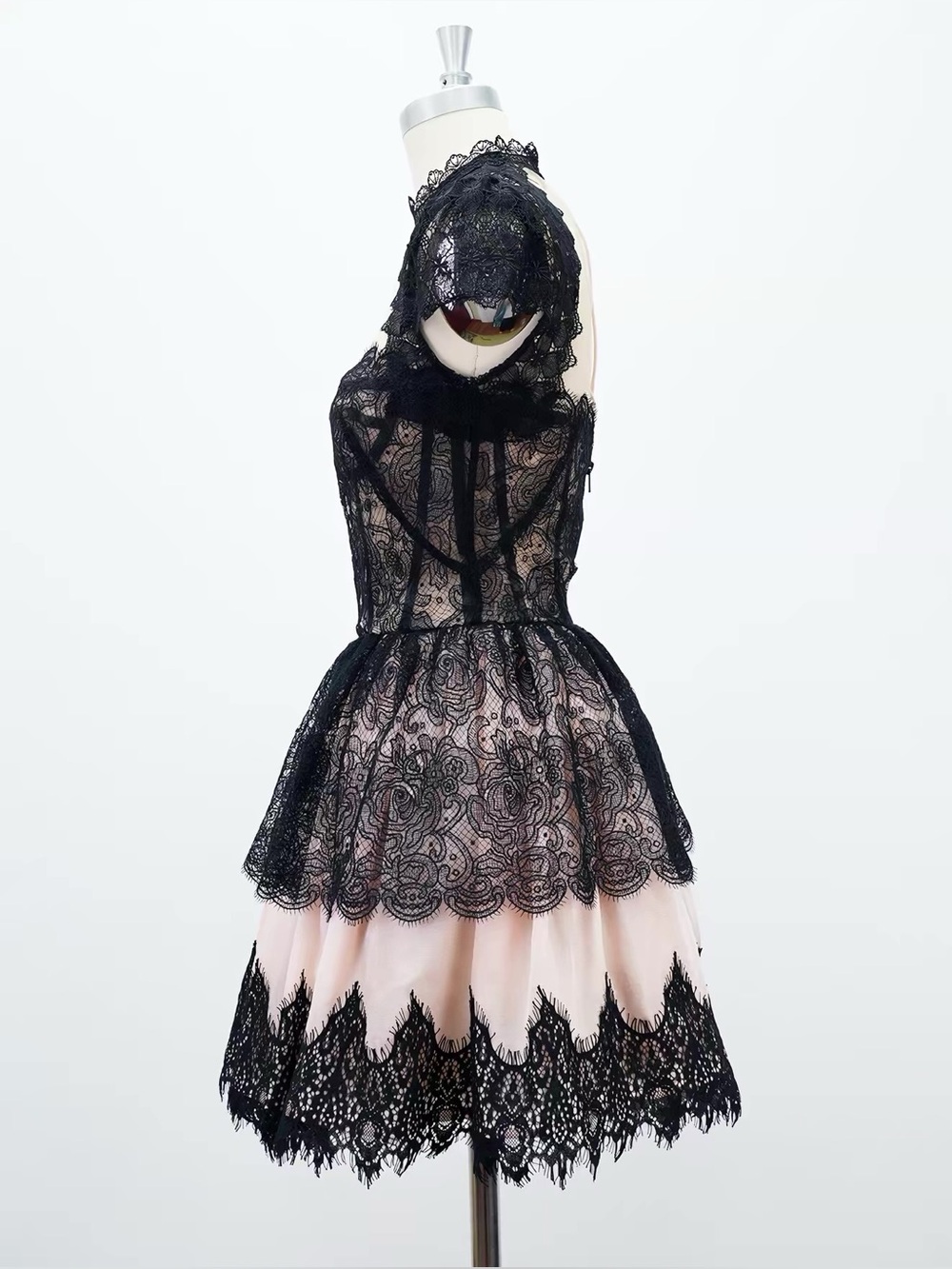 Bronx and Banco Black Lace Mini with Blush Underlayer - Picture 6 of 8